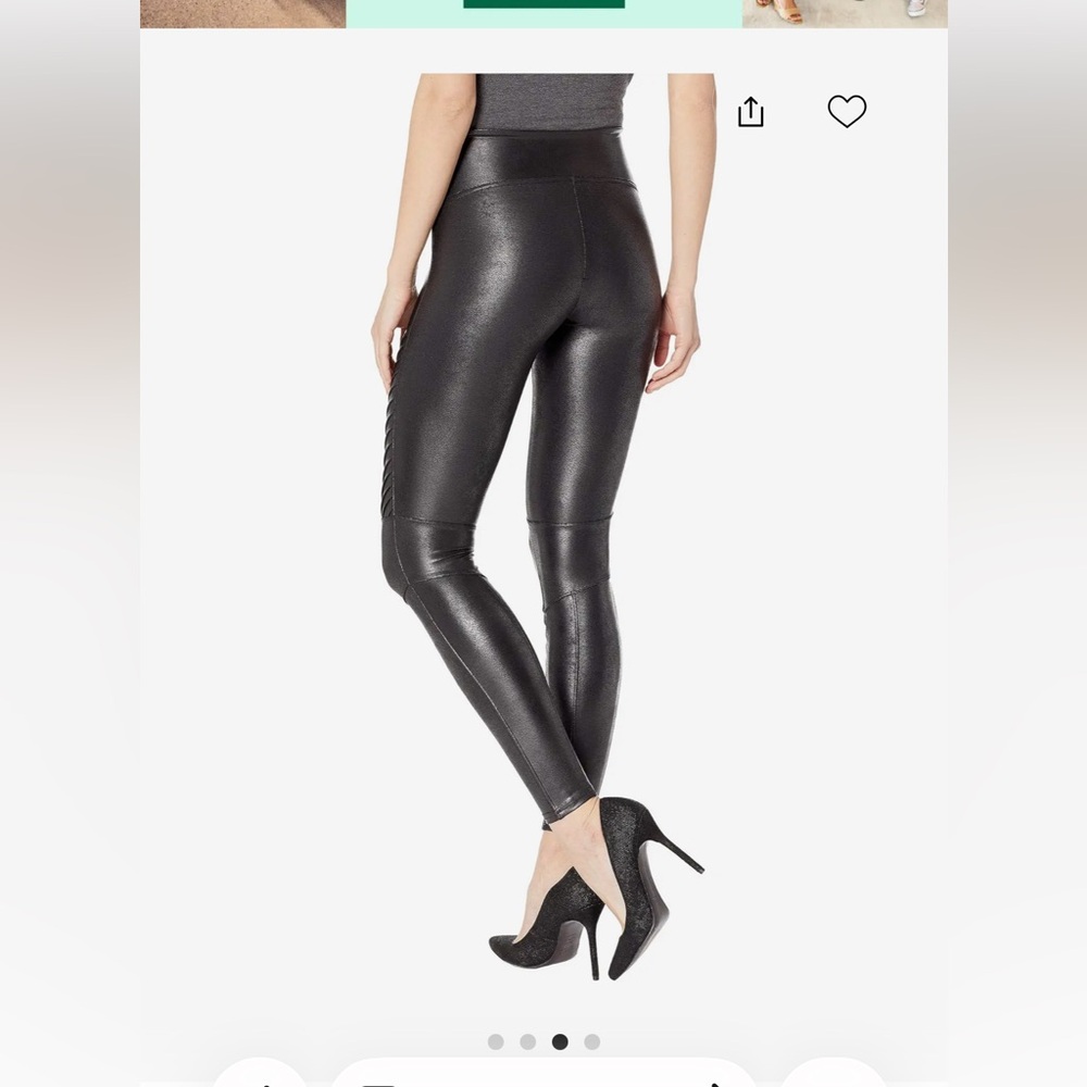 Spanx size S black faux, leather Moto leggings